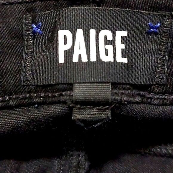 PAIGE Jeans Verdugo Ultra Skinny Mid-Rise Midnight Black Crystal Studs Size 26 - Picture 10 of 12